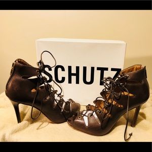 SCHUTZ Mestico Chandelle slate high heel sandal 10